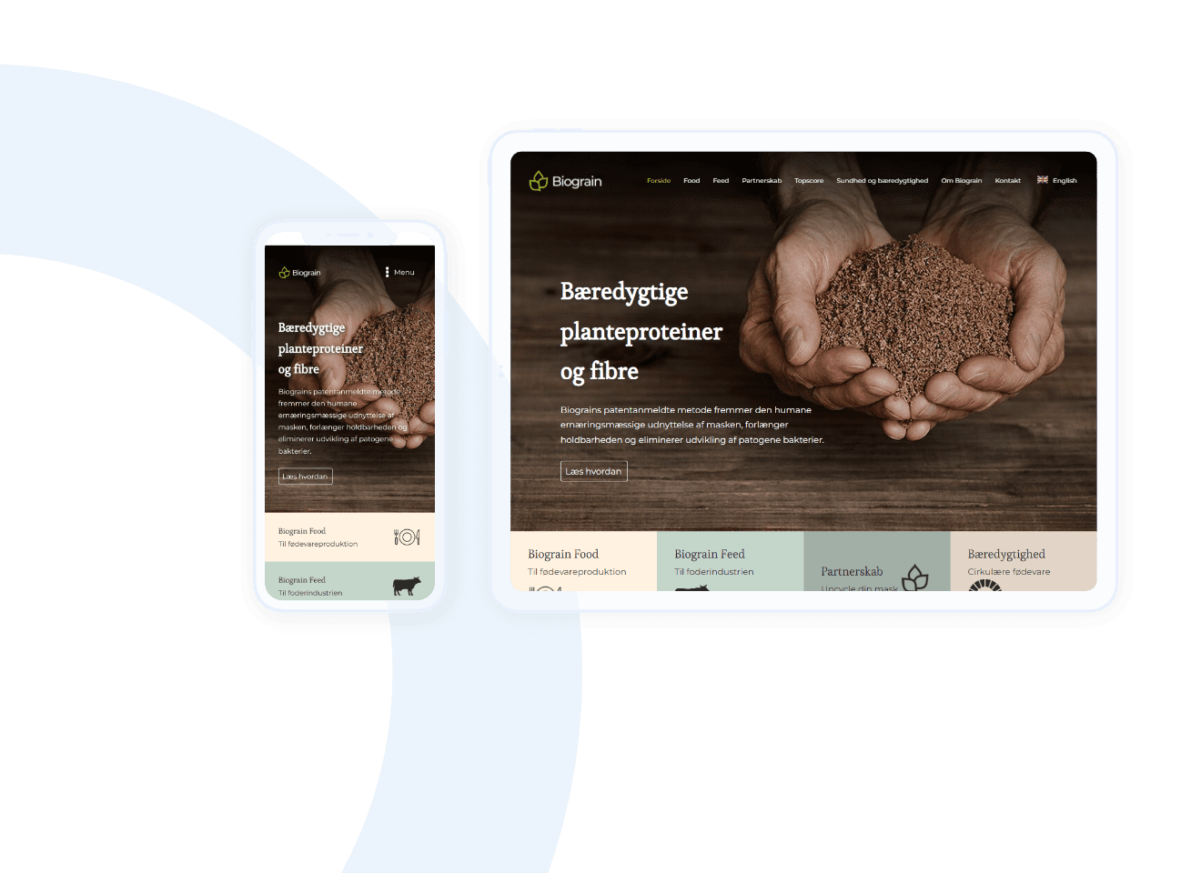 Preview of our WordPress website design for Biograin.