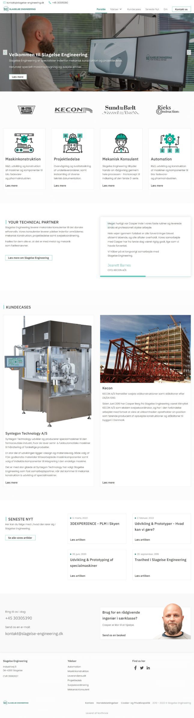 A screenshot of slagelse-engineering.dk as viewed on a desktop computer.